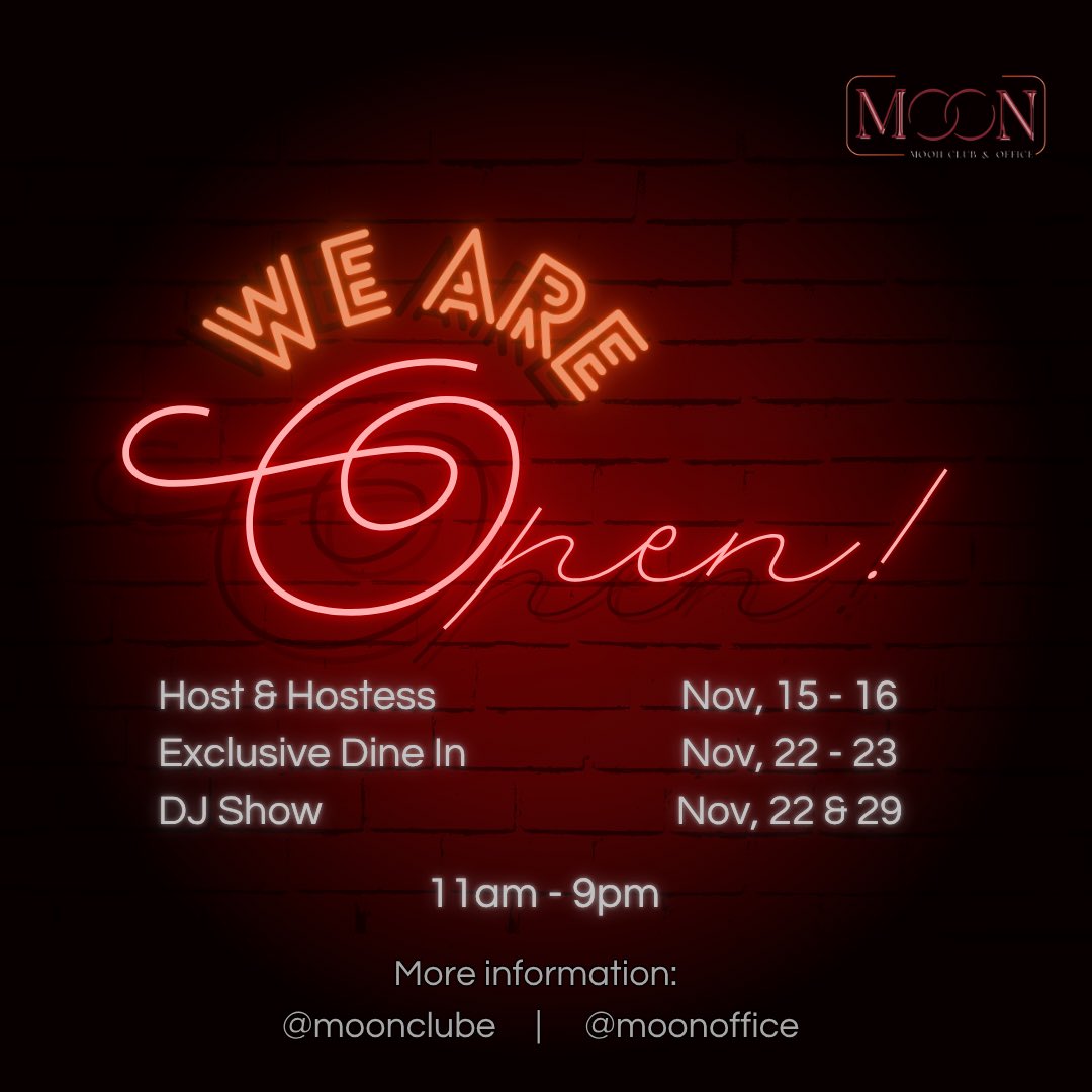 As the season changes into winter and the pumpkins are replaced with lights —— our club presents you a 𝗳𝗲𝗮𝘀𝘁 𝗼𝗳 𝗮𝘂𝘁𝘂𝗺𝗻 and a 𝙜𝙧𝙖𝙣𝙙 𝙢𝙮𝙨𝙩𝙚𝙧𝙮 alongside a 𝑡𝑢𝑛𝑒𝑠 night as the finale.

𝗠𝗢𝗢𝗡 𝗖𝗟𝗨𝗕 is now 𝐎𝐏𝐄𝐍. 

Would you join us? 🥂