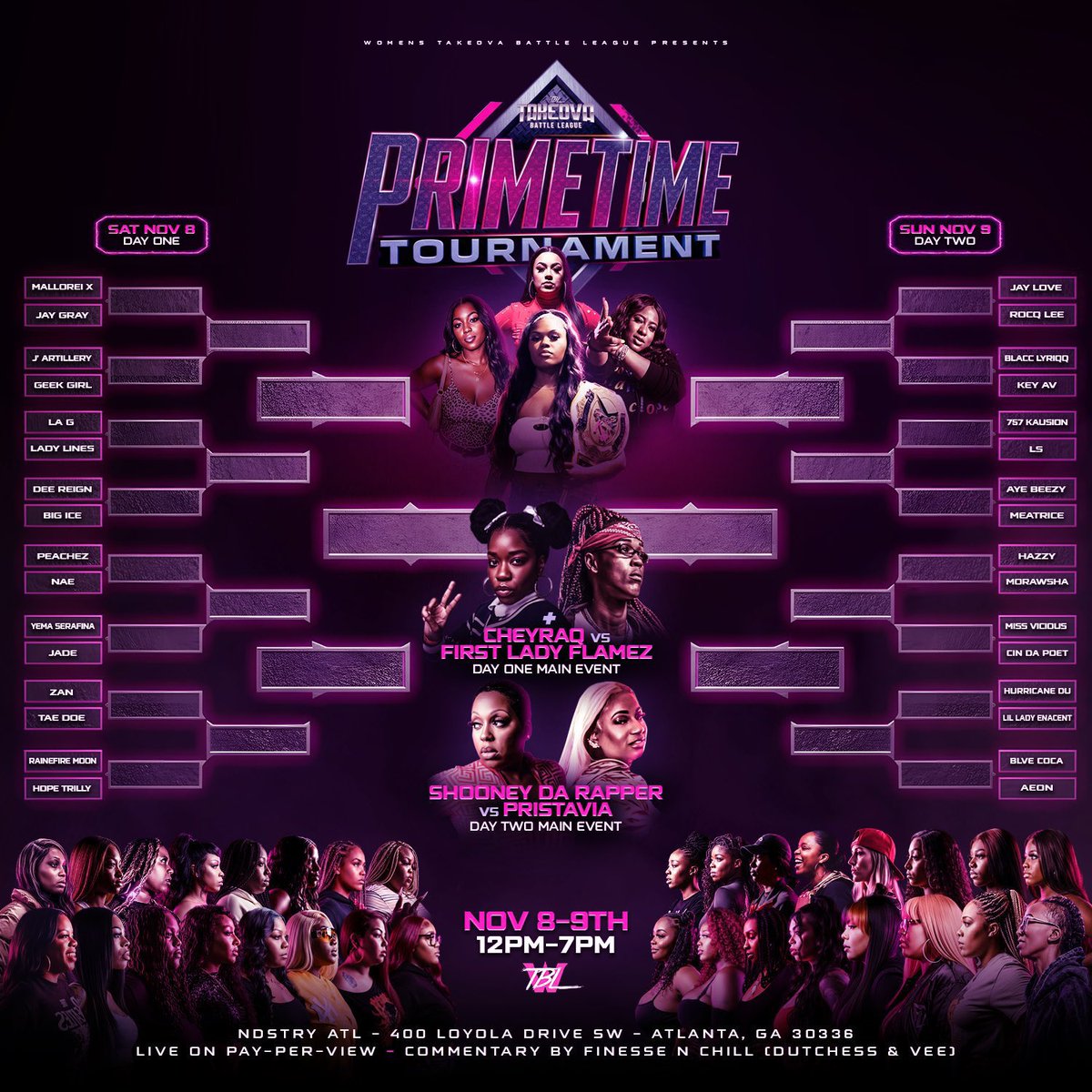 DAY 1 IS IN THE BOOM AND WE ARE SO EXCITED FOR DAY 2… ALL BATTLERS ARE HERE AND READY FOR THE <a href="/WTBLWTBL/">11/8 & 11/9 WTBL PRIMETIME TOURNAMENT</a> PRIMETIME TOURNAMENT… WE ALSO HAVE 4 ANNOUCEMENTS FOR iLLADELPHIA CASSIDY vs EAZY TBC ON THE LIVE STREAM PPV

GET THE WTBL PPV
rapgrid.com/primetime