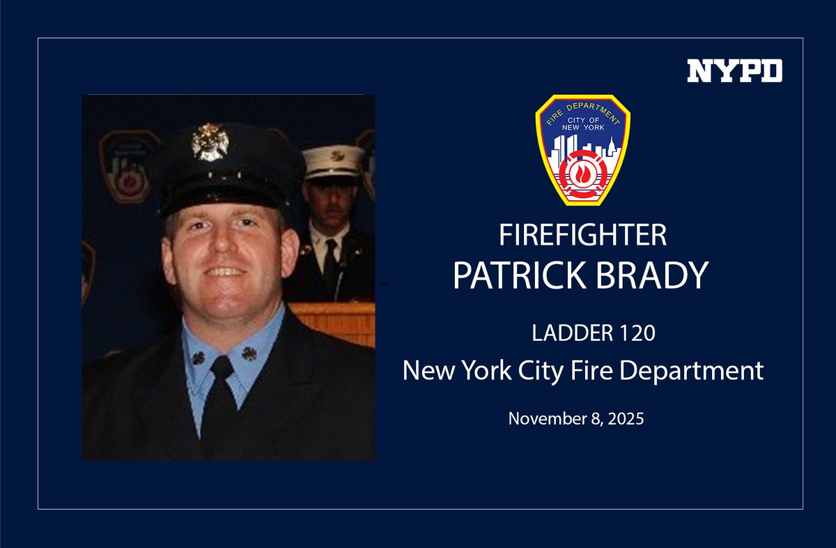 NYPDnews's tweet image. Last night, NYC lost one of our bravest heroes, Firefighter Patrick Brady, who tragically died in the line of duty while battling a 5-alarm fire in Brooklyn.

We stand in solidarity with his family, the entire @FDNY, and all New Yorkers during this time of profound sorrow.