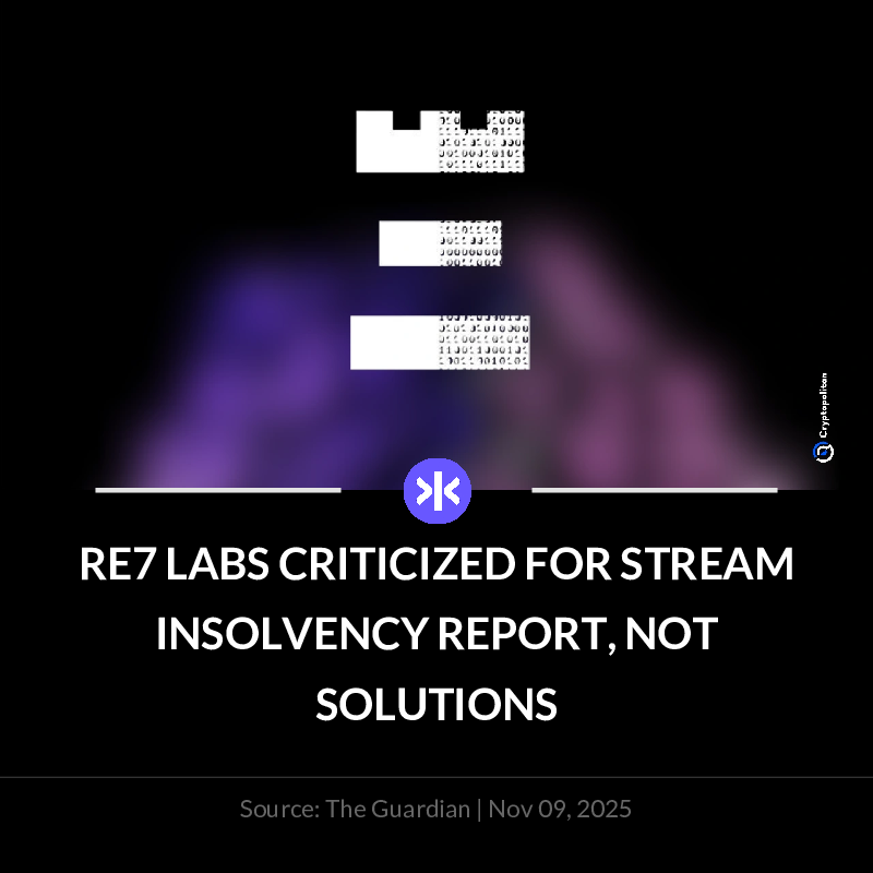 Fynx_Crypto's tweet photo. 📰 Re7 Labs faces criticism over its Stream Finance insolvency update. Users argue the report details events but lacks solutions, highlighting curator role failures. Estimated $285M impact.
Download Fynx App: https://t.co/YRuRkMtizq
#Re7Labs #StreamFinance #DeFi https://t.co/JfBQ9lyxCw