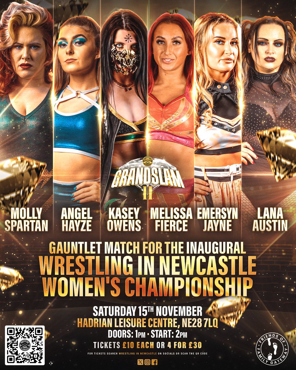 💎 This Saturday In Just 6 Days!

👑 An all-star gauntlet of the UK’s best collide to crown the first Wrestling In Newcastle Women’s Champion!

🎟️ £10 OR 4 for £30!

📍 Hadrian Leisure Centre, NE28 7LQ
📅 Sat 15th November
🕐 Doors 1:00pm
🔔 First Bell 2:00pm
🏁 End 5:00pm-ish