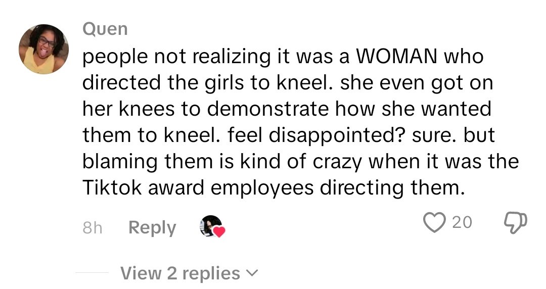 the way someone in her comment section said this and she liked it like yeah let's not put too much blame on these poor men and blame another woman!!