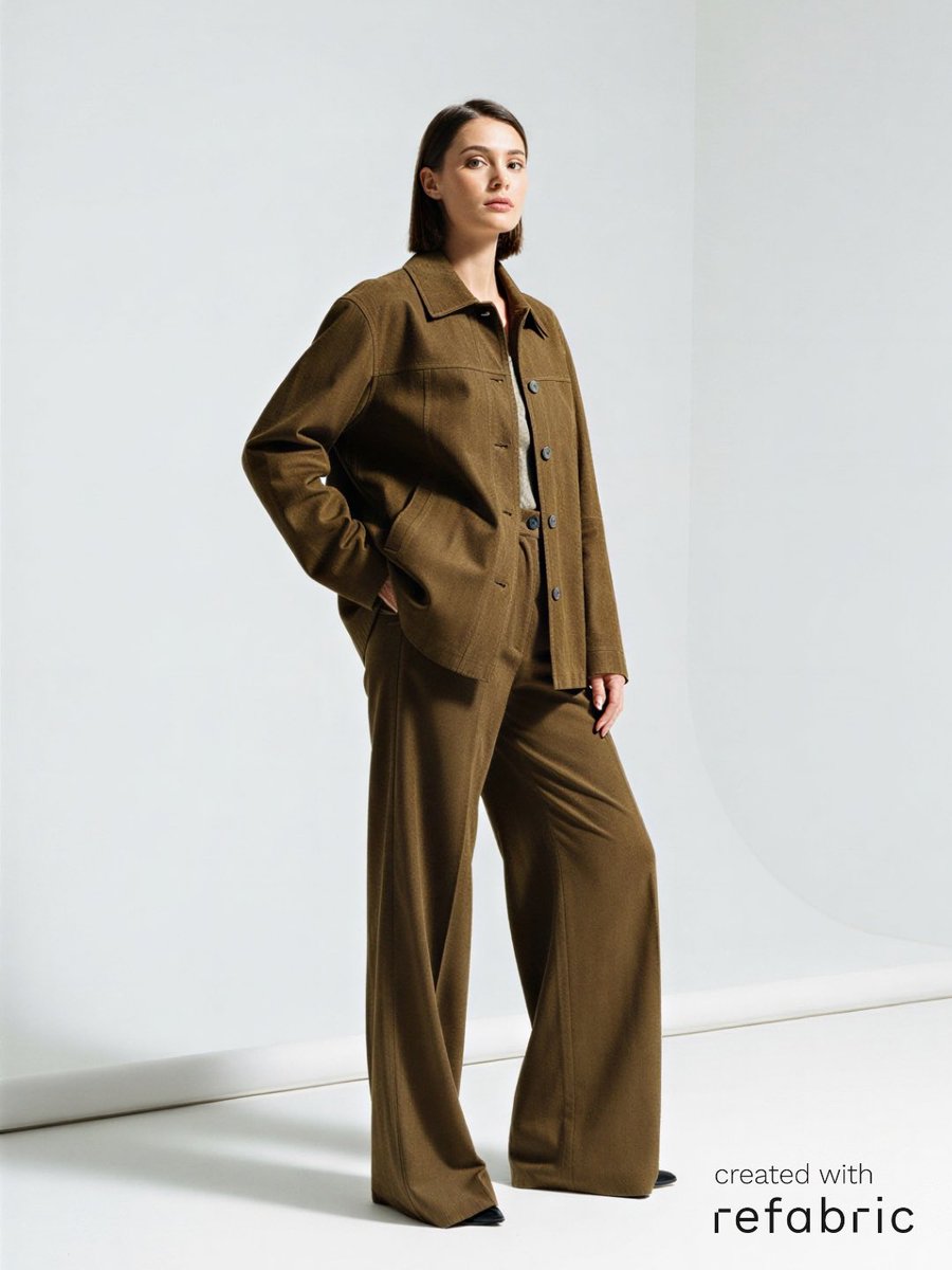 RefabricAI's tweet image. Matte, muted, and masterfully cut, suede takes center stage this season in quiet browns and soft olives. Each silhouette carries the balance of softness and structure 🤎

#refabric #refabricai #fashionai #aidesign