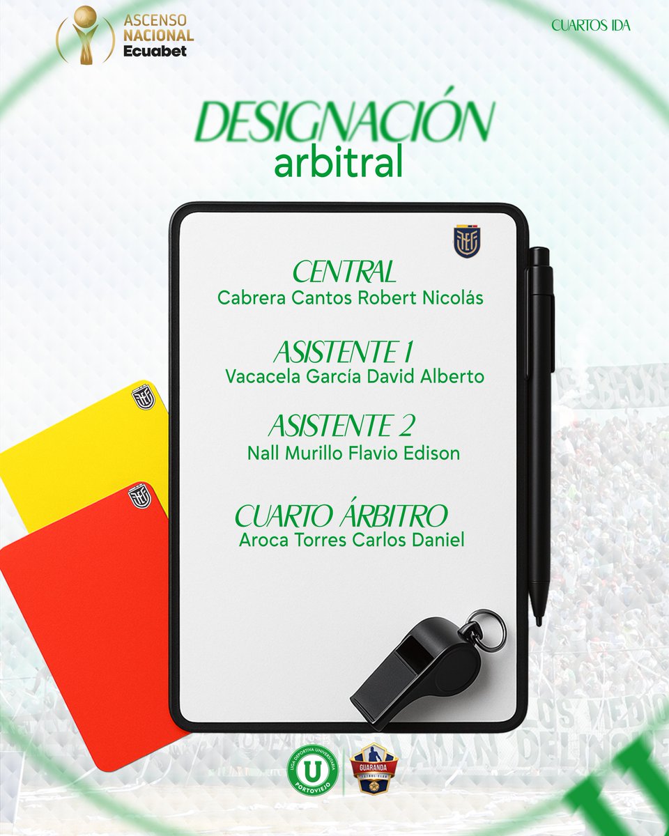 LDUPoficial's tweet photo. Terna arbitral para hoy!
#LDUP 🆚 #GuarandaFC
🏟️Estadio Reales Tamarindos
🕒15H00
#LDUP2025 https://t.co/JFD1CTTU5O