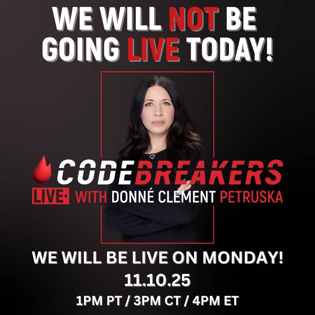 prophetkim's tweet image. 📢 No CodeBreakers LIVE this Sunday — Donné Clement Petruska is returning from ministering. 🙏 We’ll be LIVE again Monday, Nov 10, 2025 — 1PM PT / 3PM CT / 4PM ET!

#CodeBreakersLive #KimClementProphecy #HouseOfDestiny #FaithInAction
