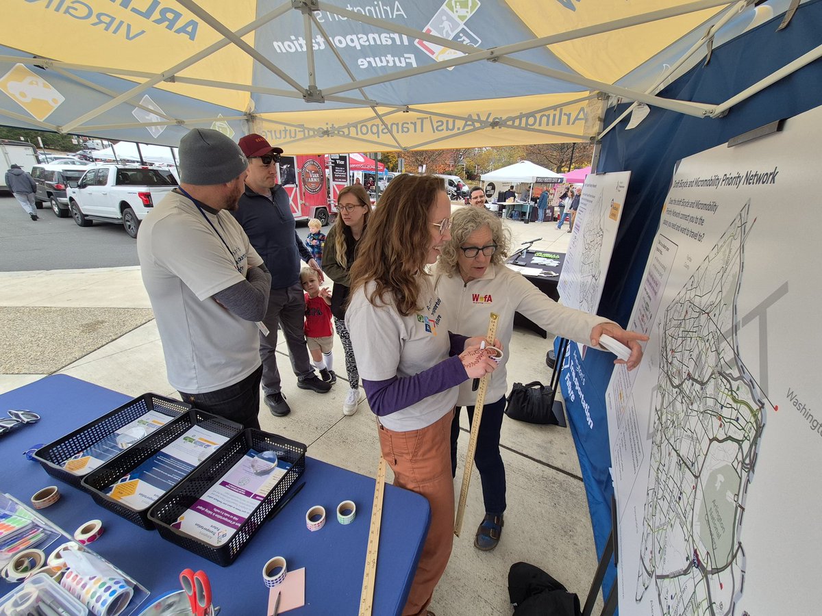 Arlington's Transportation Future, popping up at the Westover Farmers Market, talking up and getting input for the big plan for the next two decades. arlingtonva.us/Government/Pro…