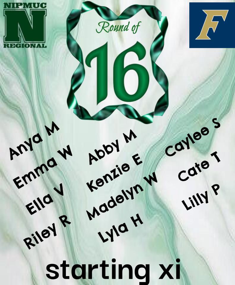 Round of 16 Match Day! #2 Nipmuc vs. #18 Foxborough. Here we go, girls!