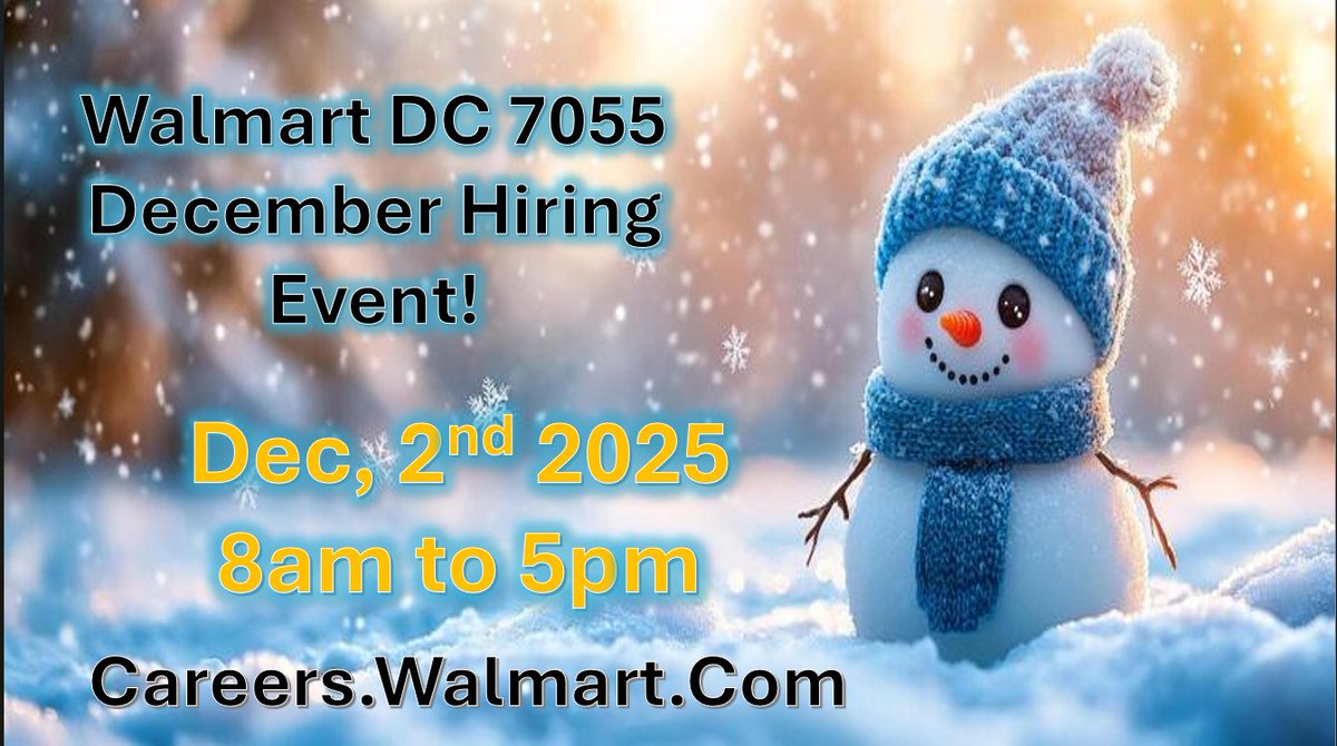 Walmart DC7055 Gas City Hiring event. RSVP @ wmtcareers.com/41XMKB1 ! Don't Miss it!