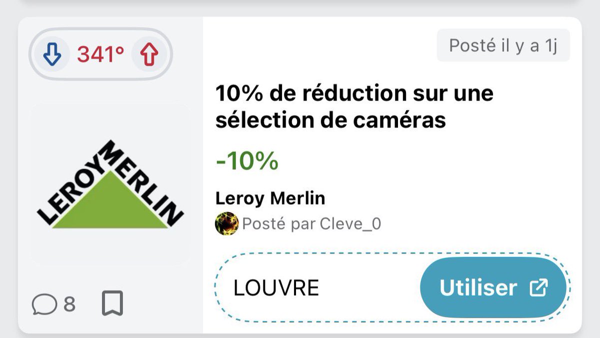 majoragv's tweet photo. Leroy Merlin lâche une BOMBE : -10% sur TOUT le site avec le code magique LOUVRE ! https://t.co/hqIXJbkVQy