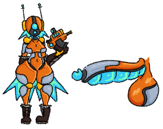 Cool robot that shoots you and then shoots her goo.