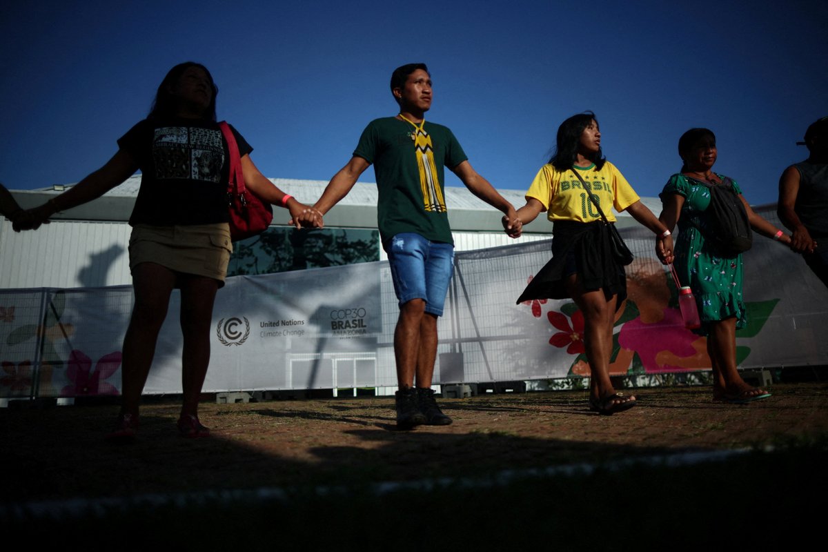 Reuters's tweet photo. 🔊 COP30 climate talks begin in Brazil as 1.5°C target slips away — analysis on Reuters World News podcast, with @cwalljasper https://t.co/kuKEyIMowm https://t.co/hsYlrEJQUg