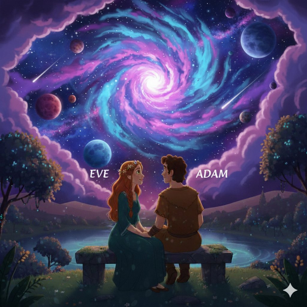 manzwayy's tweet photo. When Eve and Adam see not just the moon, but the entire galaxy! 🌌✨ A cosmic romance under the luminous 'C' moon. This is more than just love, it's an interstellar adventure. 🪐 #EveAndAdam #CosmicLove #Fantasy #curiousbrowser https://t.co/EOFXJEMivq
