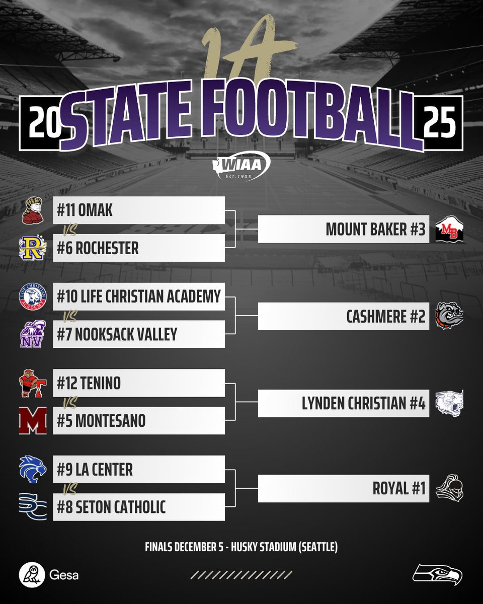 2025 WIAA/<a href="/GesaCU/">Gesa Credit Union</a> 1A State Football Bracket, Presented by the <a href="/Seahawks/">Seattle Seahawks</a>🏆