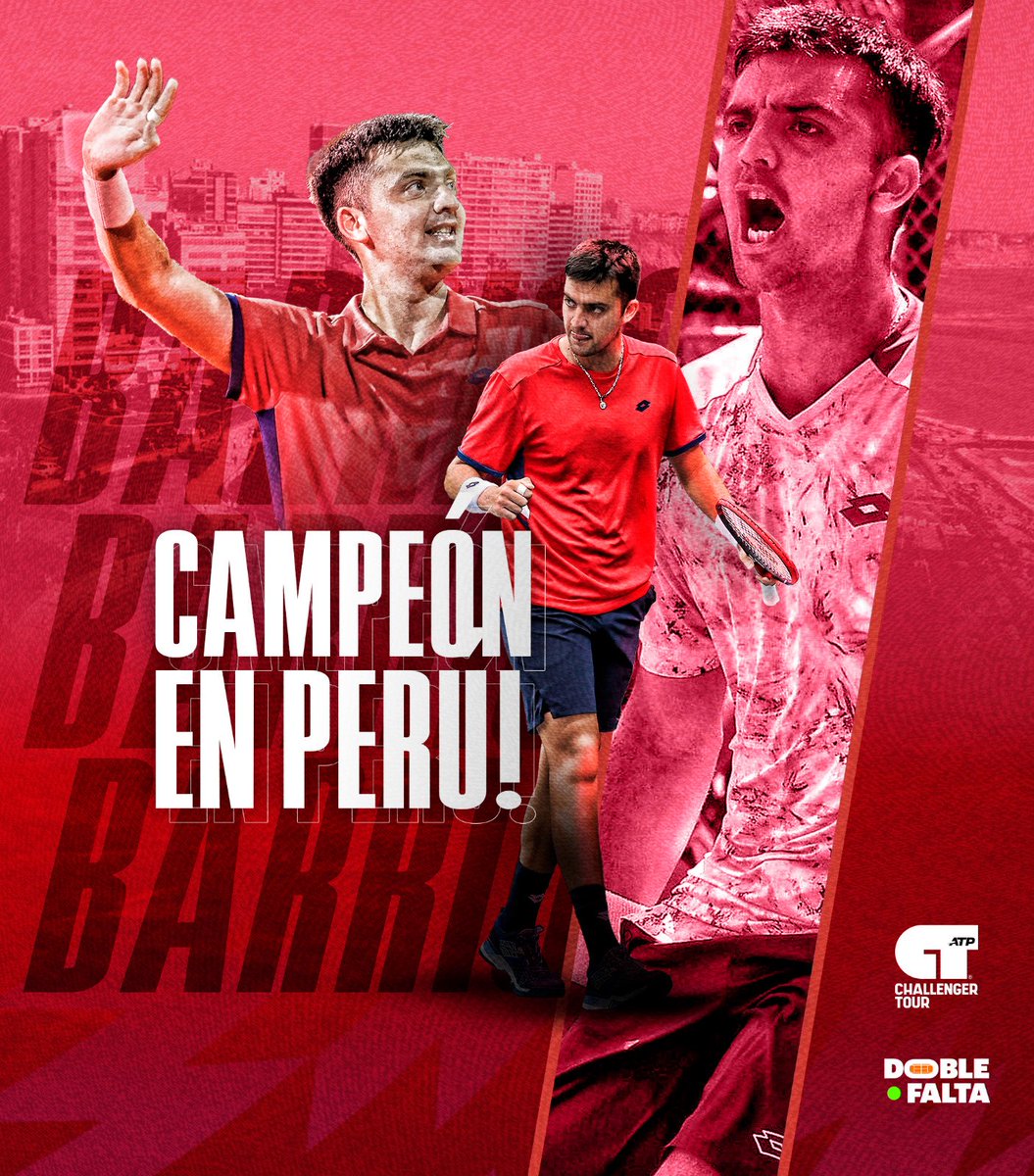 DobleFaltaCL's tweet photo. 🏆 Tomás Barrios, el rey de Lima 🇵🇪

El chillanejo se consagró campeón del Challenger 75 de Lima, venciendo al brasileño João Reis da Silva por 7-6 7-6 🔥

Con su séptimo título Challenger, Barrios sube al 111° del mundo y queda a menos de 70 puntos del Top 100 💪🏻 https://t.co/pu1djccQN1
