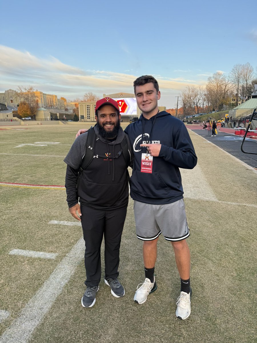 CarterCichowicz's tweet photo. Thank you @VMI_Football for the game day visit and Campus Tour. Thank you to @CoachJonesK for the invite and to Coach Rocco and all the other coaches for a great day. https://t.co/M6P6QqivPw
