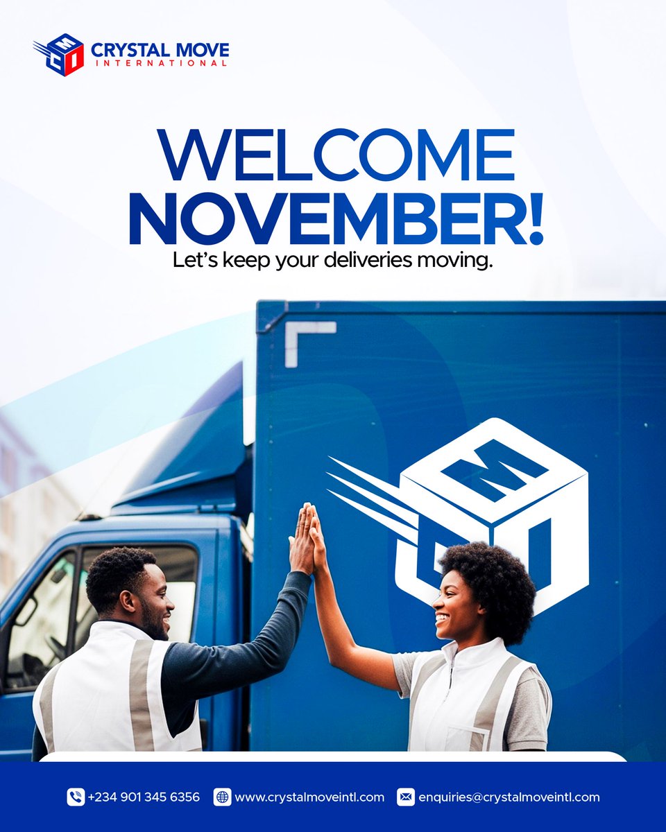 Crystalmoveintl's tweet image. November is here

And so is another chance to deliver better, move smarter, and satisfy more customers.

At Crystal Move Int’l, every package starts a new success story.💙

📞 +234 901 345 6356

#smartshipping #logisticslife #freightforwarding #shippingservices #newmonth