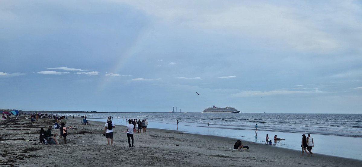 Rainbow, rocket, and cruise ship... standard fare for Florida's Space Coast. #spacecoastskies