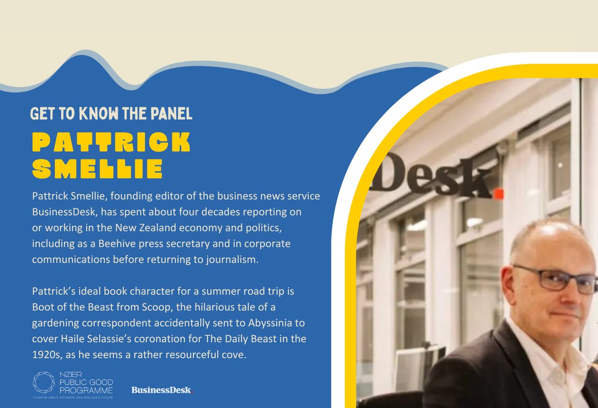 We’re excited to announce another one of our panellists for the 2025 Summer Reading List for the Prime Minister: Pattrick Smellie, the Founding Editor at BusinessDesk. Thanks for joining us, Pattrick! 

Register here: ap1.hubs.ly/y0nwkH0