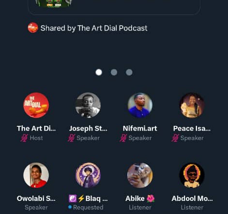 IsamaPeace's tweet photo. I co-hosted the Art Dial Podcast's lastest edition. A good way to spend my weekend!
Still taking slots for November, lock in your host with IPAMedia.
#IPAMedia
#EventHost https://t.co/QJaMEsgVpf