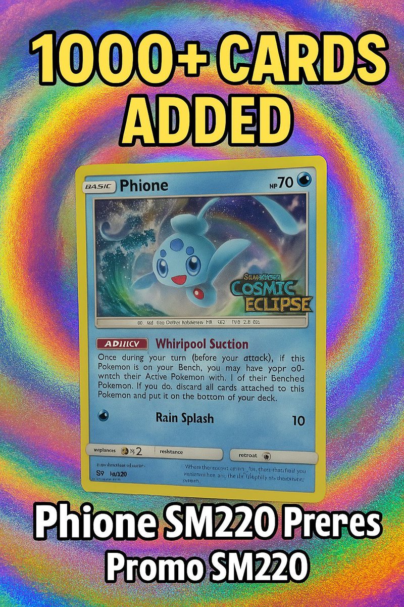 IRGRL's tweet image. Phione SM220 Prerelease Promo 🌊 Cosmic Eclipse Holo Rare (2019)
One of thousands of Pokémon cards just uploaded 👀
Shop it before it vanishes 👇
ebay.com/itm/1877232162…

#PokemonCards #CosmicEclipse #2Threaded #CollectorsFind #HolidayShopping