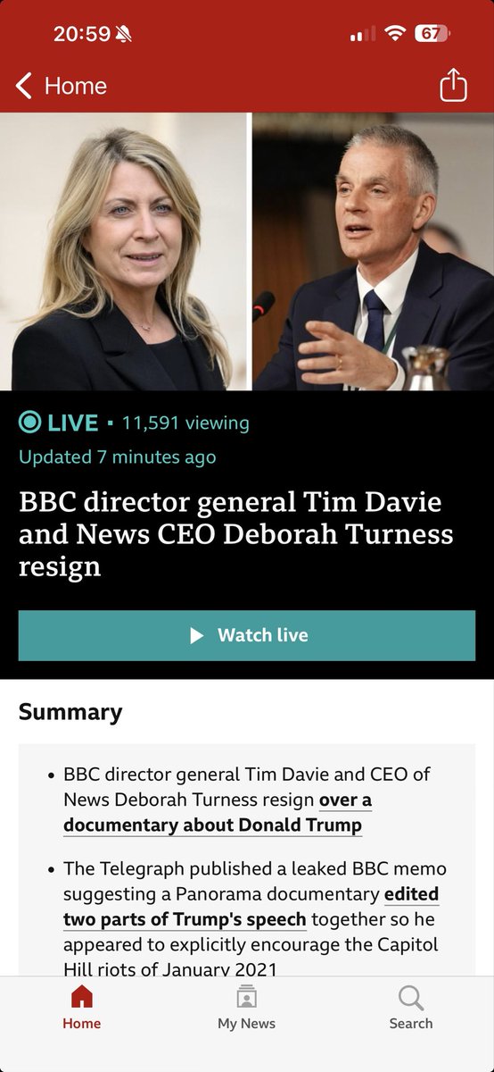 This is a tragedy for Tim, for the BBC, &amp; for PSB as a whole. Independent, impartial, journalism is under threat.The BBC must not be cowed by partisan pressure groups &amp; lying politicians.
Tim Davie was a fine DG &amp; the BBC &amp; the licence fee payers were lucky to have him.