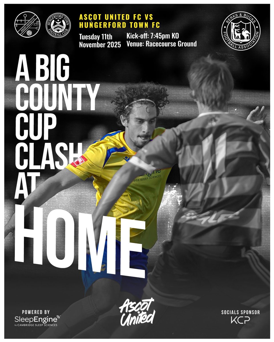 AscotUnitedFC's tweet image. 𝐂𝐎𝐔𝐍𝐓𝐘 𝐂𝐔𝐏 𝐀𝐓 𝐇𝐎𝐌𝐄 👀

⚽ vs @HungerfordTown (H)
🏆 @berksandbucksfa 
📍 The Racecourse Ground, SL5 7LJ
🗓️ Tuesday 11th November, 7:45PM KO
👀 Adults £10, Concs £7, U18s £3
🤤 Beer, Burger &amp;amp; Entry £15
💳 Card Only Venue
🍺 Bar &amp;amp; Cafe Open
🚗 Free Parking
❌ No…