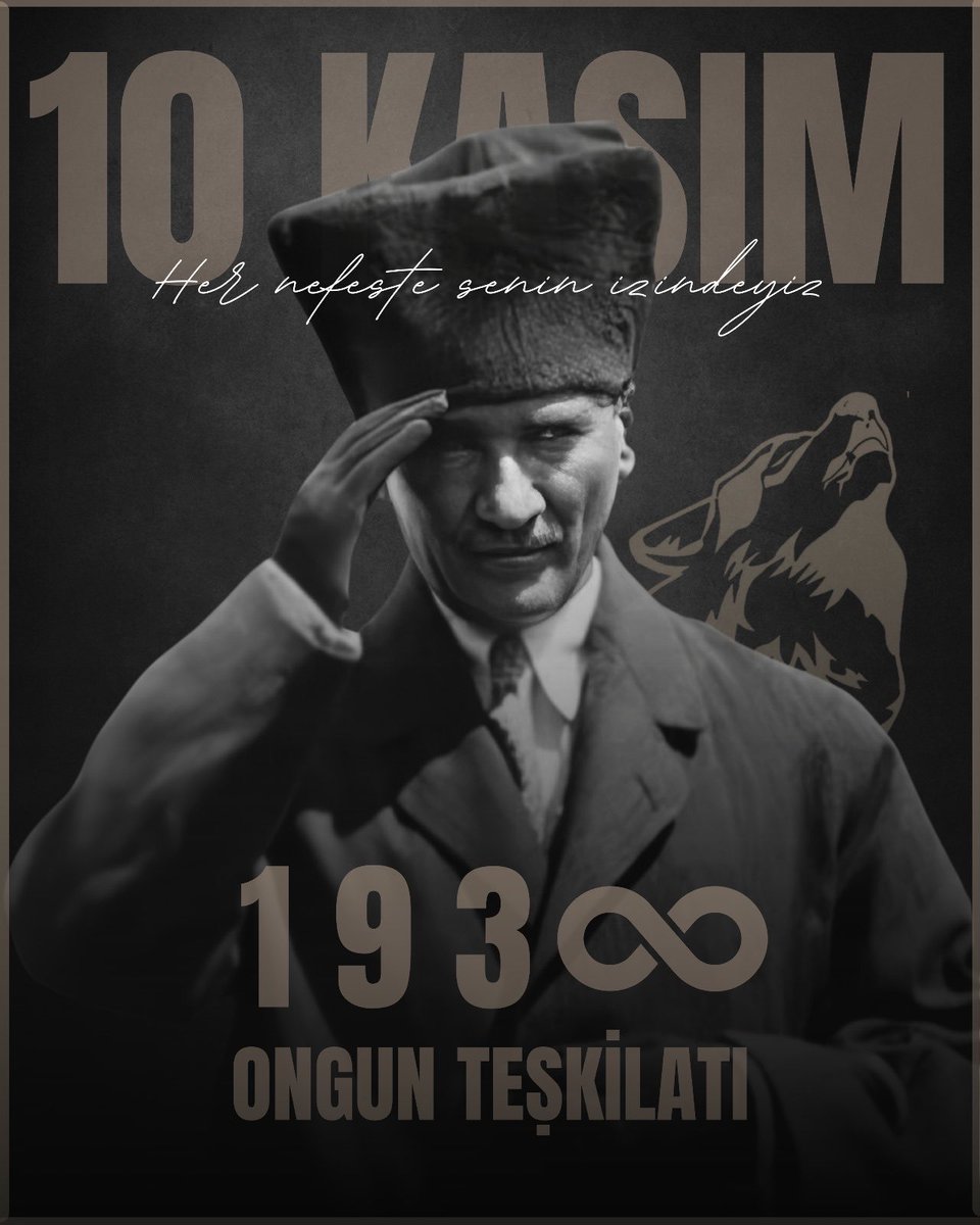 ongunteskilati's tweet photo. Cumhuriyetimizin banisi, Türk milletinin ulu önderi Gazi Mustafa Kemal Atatürk’ü, ebediyete irtihalini yıldönümünde rahmet ve saygıyla anıyoruz.
Bizim için 10 Kasım, bir yas günü değil; emanete sahip çıkma ve Atatürk’ün fikirlerini anma günüdür.

#OngunTeşkilatı #10Kasım #Atatürk https://t.co/2IvedghvQk
