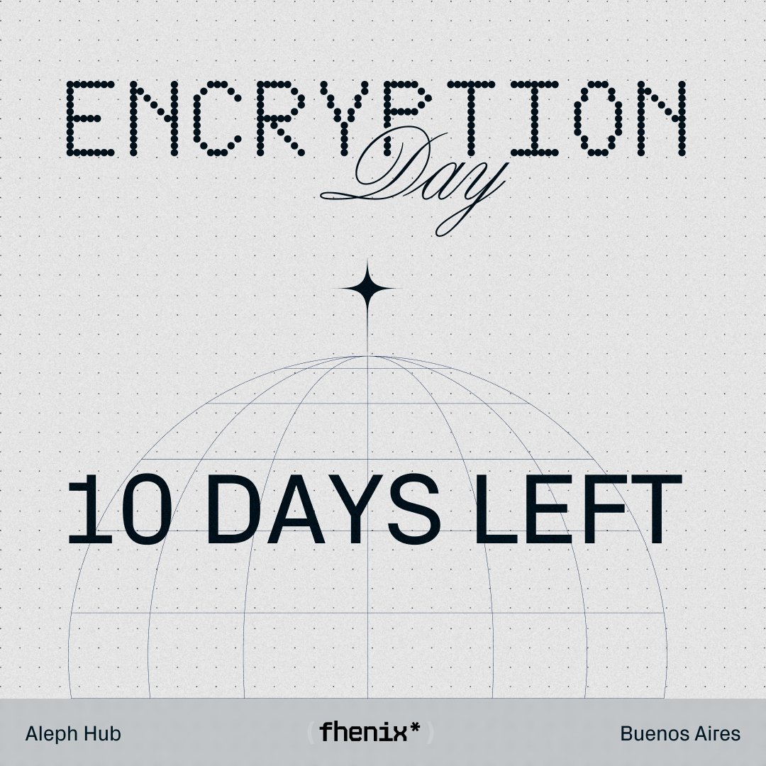 fhenix's tweet image. 10 days to go till we decrypt breakthrough privacy alpha in Buenos Aires

Signed up for Encryption Day yet?