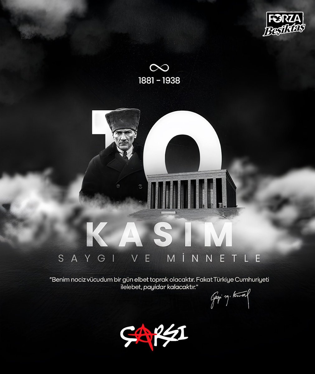 “Ulu Önder Gazi Mustafa Kemal Atatürk’ü aramızdan ayrılışının yıl dönümünde sonsuz saygı, minnet ve özlemle anıyoruz.
Fikirlerin, ilkelerin ve devrimlerin yolumuzu aydınlatmaya devam ediyor.
çArşı daima Ata'sının izinde
#cArsi #forzabesiktas