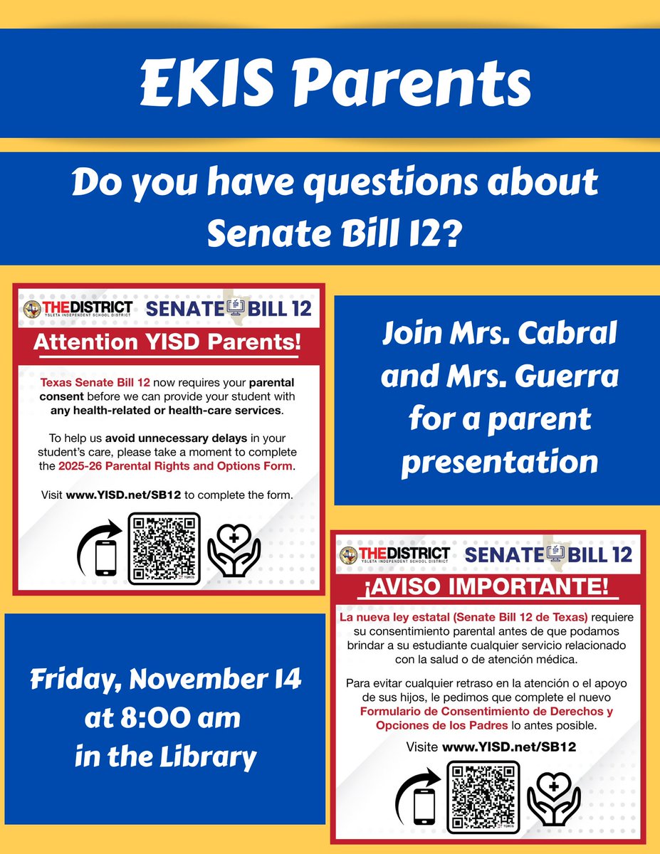 Texas Senate Bill 12 alert! Your consent is required for school health services by Nov 14!🩹 One quick form ensures your child gets timely care from nurses, counselors, and trainers. Takes just a minute to complete!⏱️ Don't delay - keep that care coming when they need it most!❤️