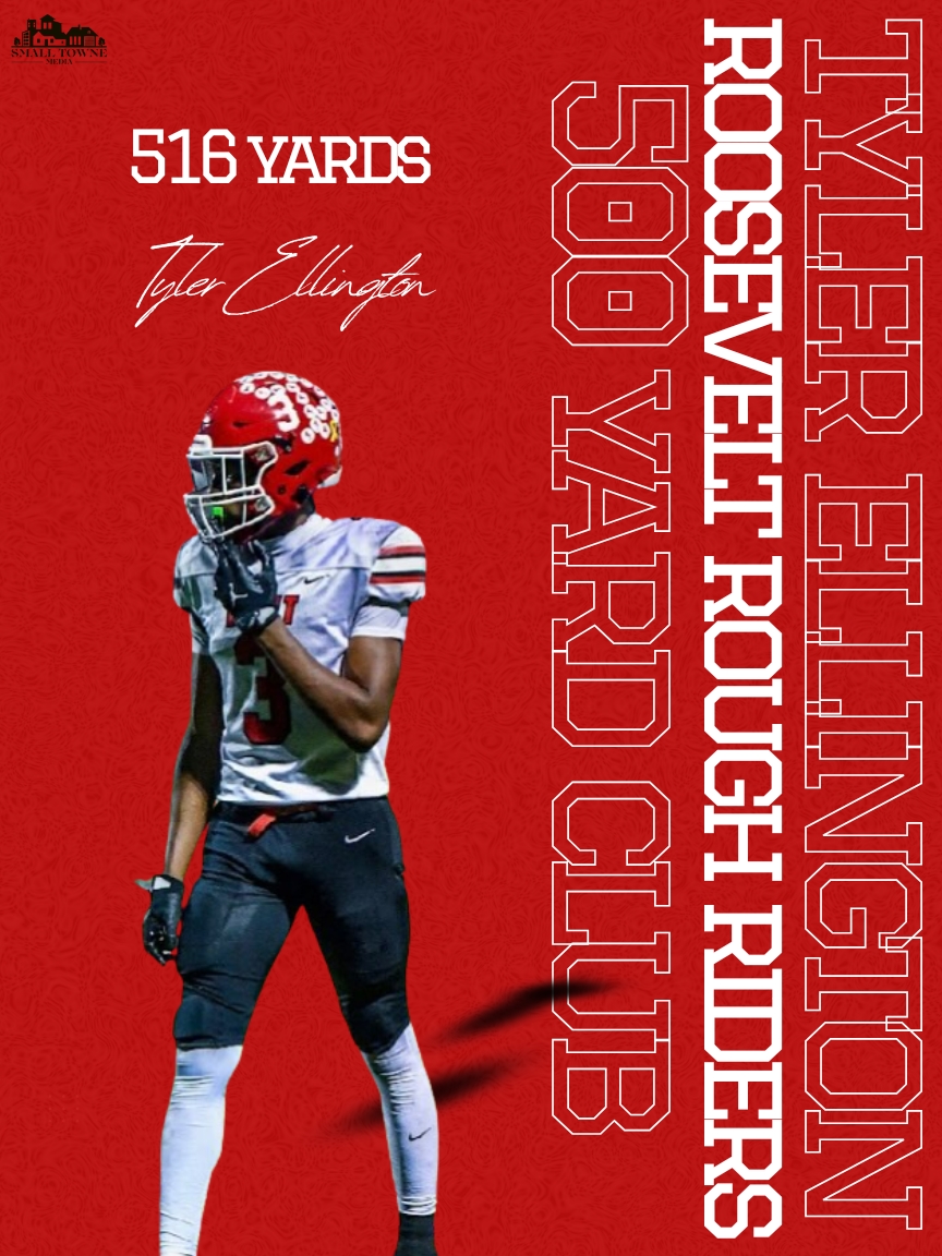 500 Yard Receiving Club: Tyler Ellington - Roosevelt Rough Riders

Congrats to Roosevelt Rough Riders WR Tyler Ellington on eclipsing 500 receiving yards this season with 516!
<a href="/rriderathletics/">Roosevelt Athletics</a> <a href="/RoughRidersKENT/">Rough Riders All Sports Boosters (RRASB)</a> <a href="/Coach_KJack/">Kardell Jackson</a>