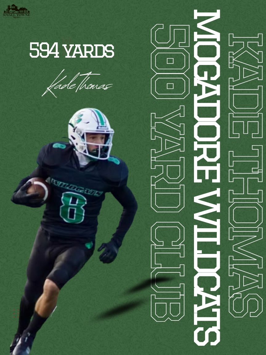 500 Yard Receiving Club: Kade Thomas - Mogadore Wildcats

Congrats to Mogadore Wildcats WR Kade Thomas on eclipsing 500 yards receiving this season with 594!
<a href="/MogFootball/">MogadoreFootball</a> <a href="/mog_ath_booster/">Mogadore Athletic Boosters</a> <a href="/CoachAdorni/">Coach Adorni</a>