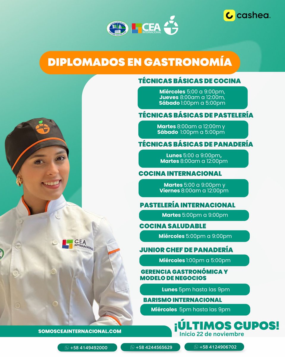 ¡ÚLTIMOS CUPOS! 🤩

Visita somosceainternacional.com y únete a los internacionalmente reconocidos #DiplomadosCEA en las modalidades presencial y virtual …Vamos por más!

Inicio: 22 de Noviembre