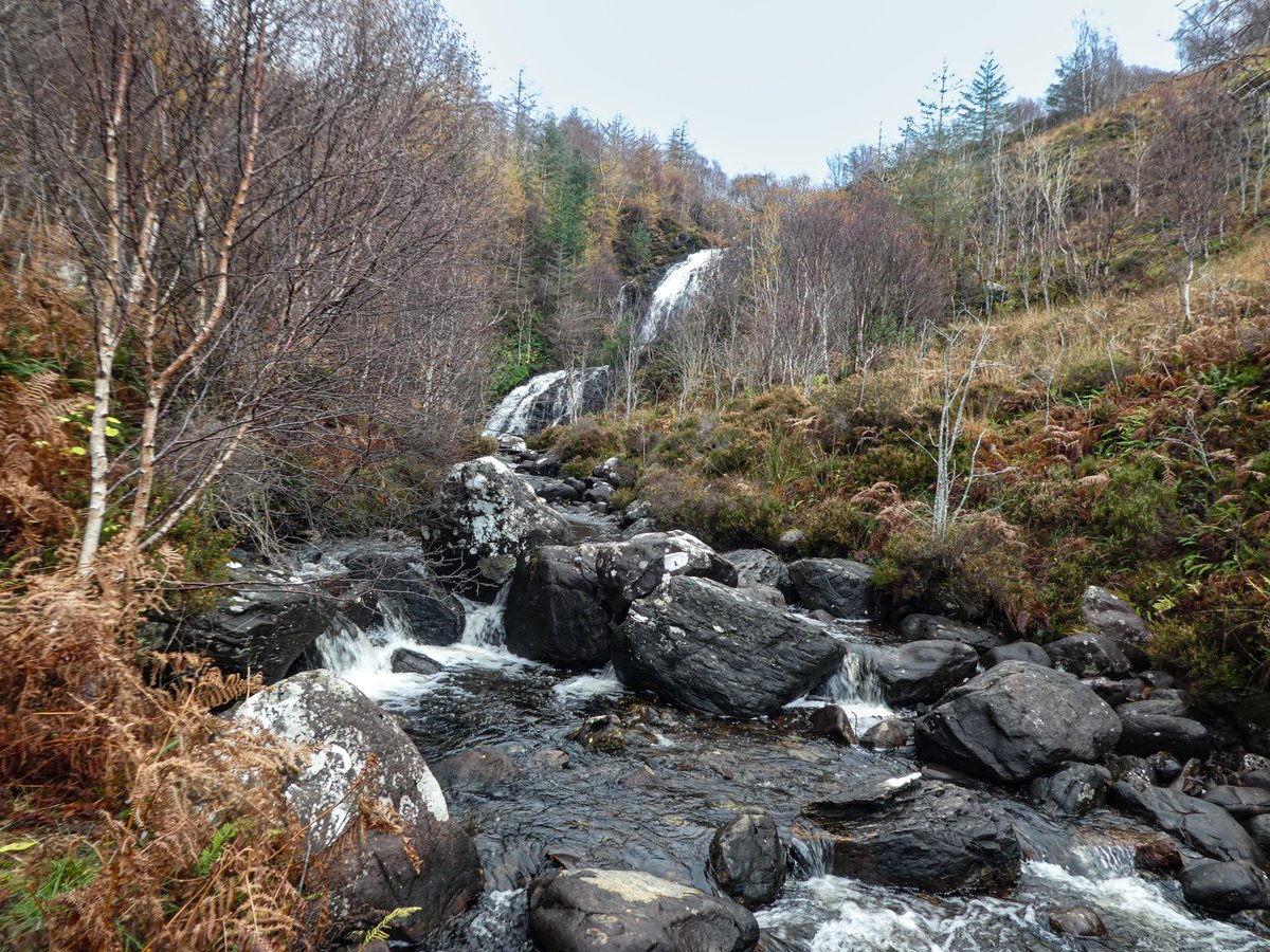 CaitSearl's tweet photo. The Flowerdale waterfall walk in autumn always give good dramatic colours as a backdrop to the waterfalls enhanced by the recent rainfall. #photography #WesterRoss #NWHighlands https://t.co/GxScLbtTB4