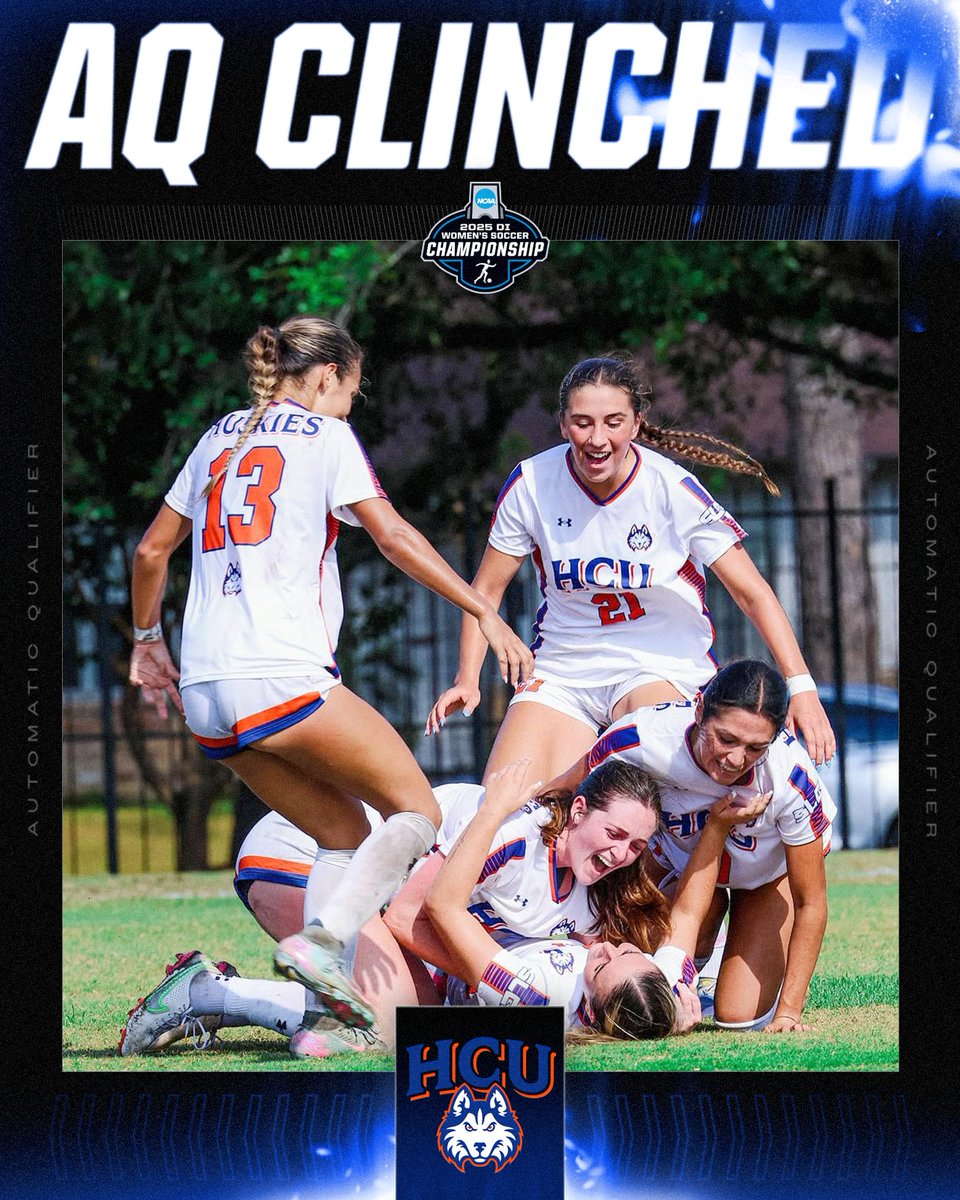 🐾 AQ CLINCHED 🐾

(5) <a href="/HCUWSoccer/">HCU Women's Soccer</a> has punched its ticket to the 2025 <a href="/NCAA/">NCAA</a> DI Women's Soccer Tournament, earning an automatic bid after claiming the <a href="/SouthlandSports/">Southland Conference</a> title. 

#NCAASoccer