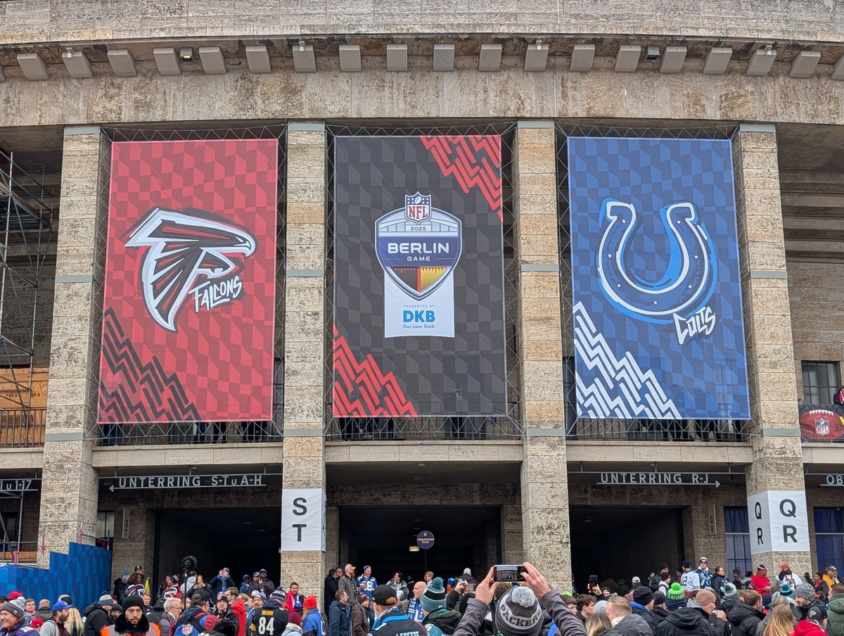 We kicked off our 10th wedding anniversary trip with the NFL's first game ever in Berlin, Germany.  It was a house divided with my Indianapolis Colts squaring off against her Atlanta Falcons.  A fun day in a neat 🏈 environment.  🇺🇲  🇩🇪

(Videos and more photos are on Facebook)