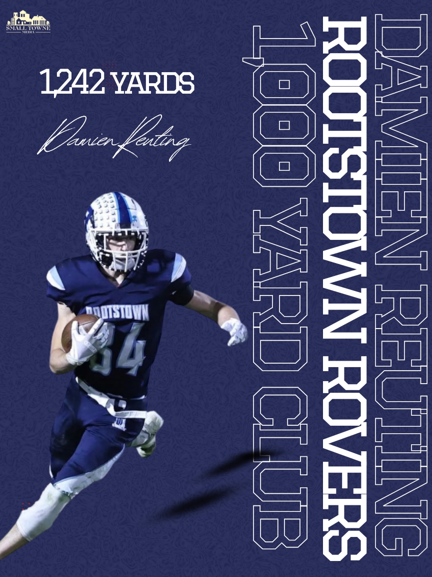 1,000 yard Rushing Club: Damien Reuting - Rootstown Rovers

Congrats to Rootstown Rovers RB Damien Reuting on eclipsing 1,000 rushing yards this season with 1,242!
<a href="/roverathletics/">Rootstown Rovers</a>