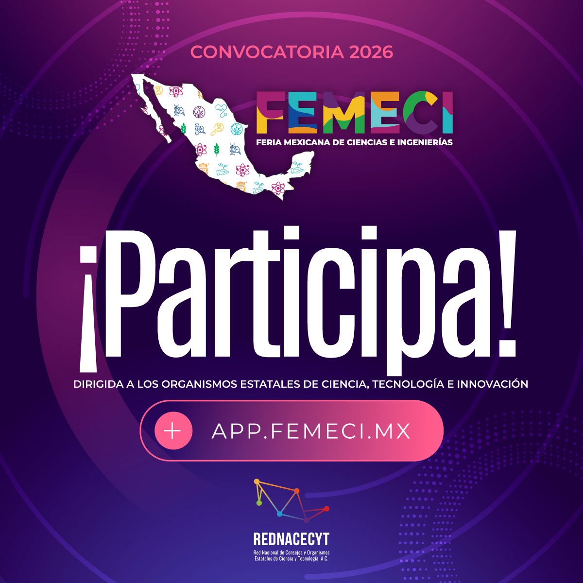 📢 ¡La convocatoria FEMECI 2026 está oficialmente abierta!
👉 Participa ahora:
🔗 rednacecyt.org/wp-content/upl…

#FEMECI2025 #CienciaEnMexico #Innovacion #Tecnologia #RedNACECYT #ConvocatoriaAbierta #FeriaDeCiencias #MexicoInnova