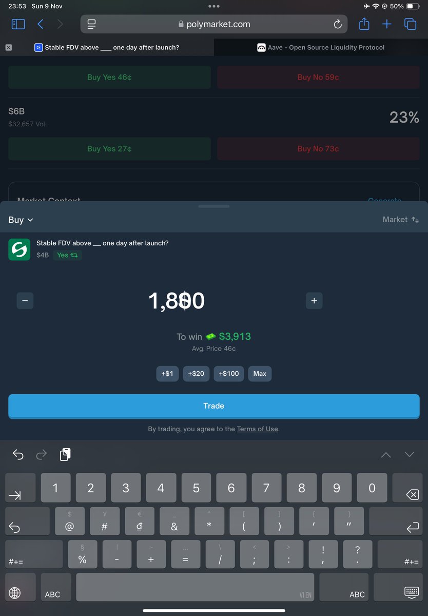 Hedging on <a href="/Polymarket/">Polymarket</a>, easy money

Short 100k $STABLE <a href="/stable/">Stable</a> at 0.058 on Binance
Buy yes (Long) the profit at 0.04 on <a href="/Polymarket/">Polymarket</a> 

The glitch in the matrix right??? Btw <a href="/PolymarketTrade/">Polymarket Traders</a> can I get the badgeee? Been sharing many great strategy so far 😭…