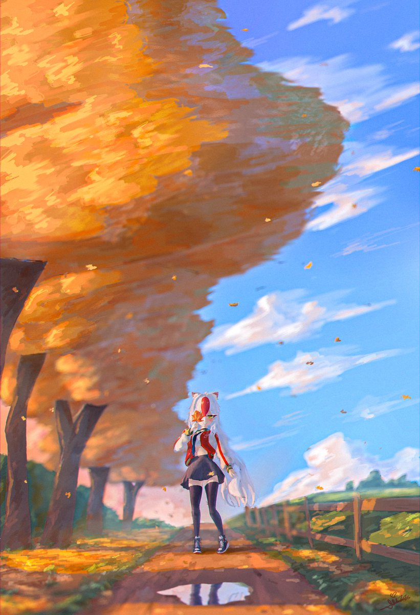 MIzuCorp's tweet photo. Emi from "Golden petals" (for contest) @EmiKuruma #Kurumart #art #Autumn #digitalart #krita #design #AnimeArt #Wolfies https://t.co/IzP0KuMuS1