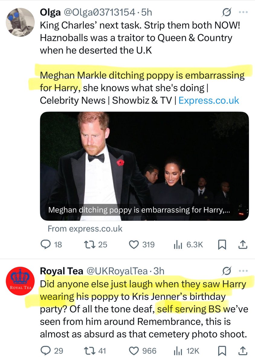 senorfilthy's tweet photo. Classic example of damned if you do, damned if you don’t.
Harry and Meghan can’t win with the Brits. They LOVE to hate them.
#HarryandMeghan #RemembranceDay #poppygate #PrinceHarry #MeghanMarkle https://t.co/mFKR7JqdK0