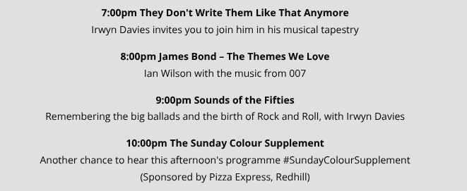 Our evening lineup looks a little different tonight. Full details at radioredhill.uk/programmes/sch…