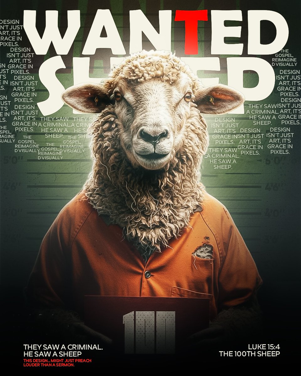 What if the lost sheep had a mugshot? 
#designer <a href="/Photoshop/">Adobe Photoshop</a> #JesusIsKing #JesusIsComingSoon #WANTED 
Happy Sunday, Y'all.😍😍