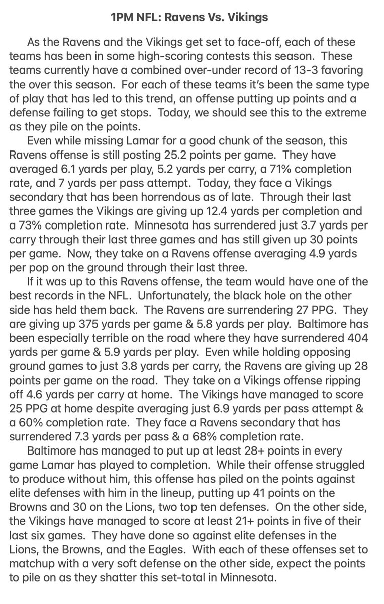 Today’s Early NFL Free Plays
🏈CLE NYJ Over 36.5 -134
🏈BAL MIN Over 47.5 -134
🏈CLE TTO 19.5 -118
🏈NYJ TTO 16.5 -155
🏈BAL TTO 26.5 -120
🏈MIN TTO 22.5 -112

Bring the Energy &amp; Let’s Cash!

For All Plays Click⬇️
bit.ly/SRCRNRSRC

#Betsmarter #GamblingX
