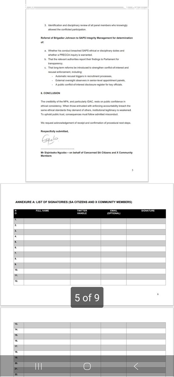 LETTER OF COMPLAINT: Adv A. Johnson || Public Signature Call

Fellow X community members🇿🇦⚖️

We’ve expressed our outrage – now it’s time to convert it into action.

The Letter of Complaint is ready. We are inviting you to add your name to Annexure A as part of a collective