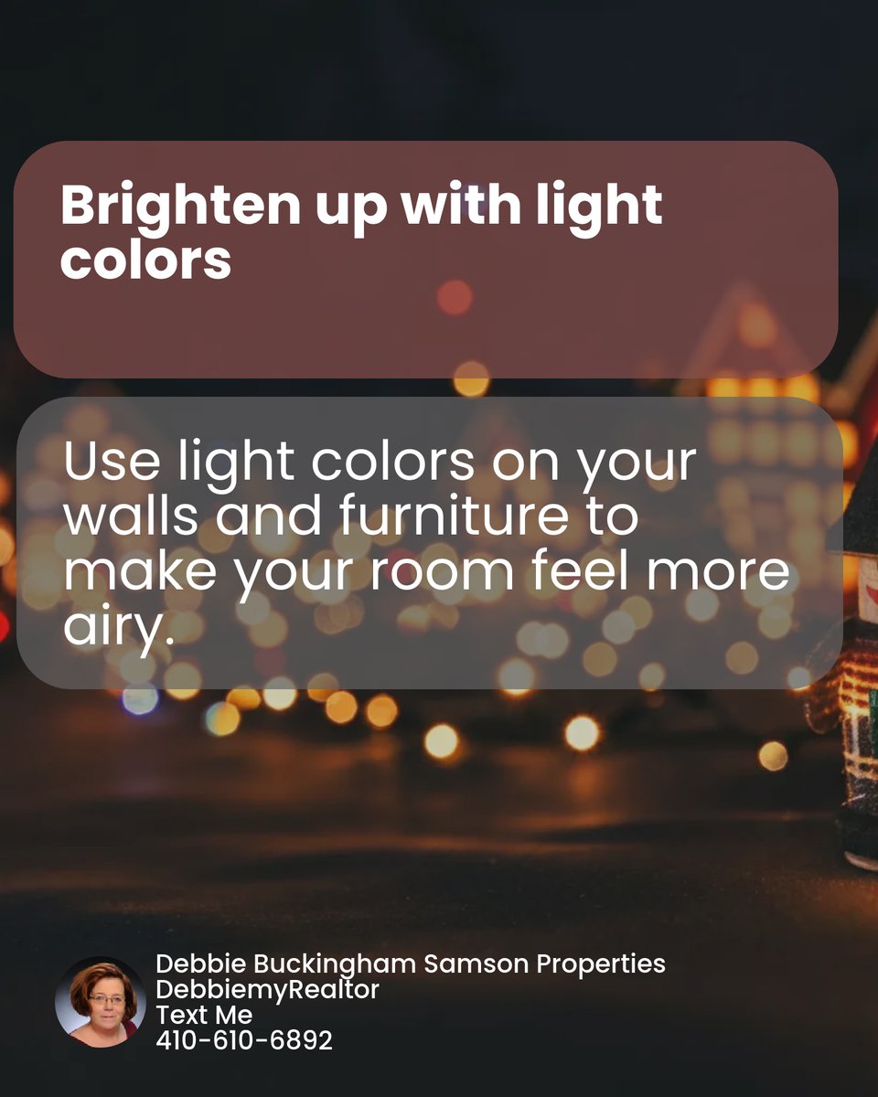DebbieMyRealtor's tweet image. Small space blues? Brighten and expand your home with these tips: Clear clutter, use light colors, and hang mirrors near windows for double the impact. 🌟 #HomeHacks