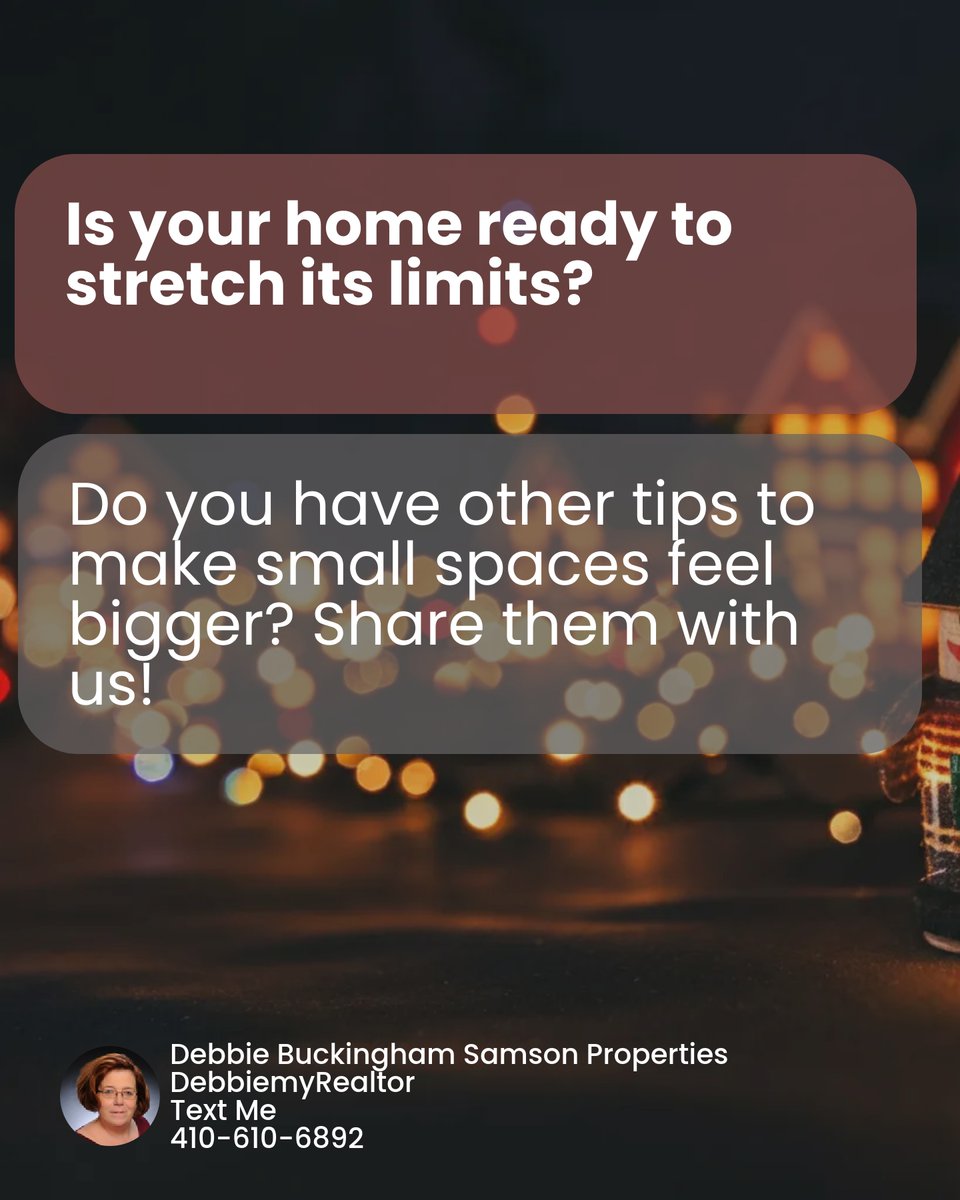 DebbieMyRealtor's tweet image. Small space blues? Brighten and expand your home with these tips: Clear clutter, use light colors, and hang mirrors near windows for double the impact. 🌟 #HomeHacks