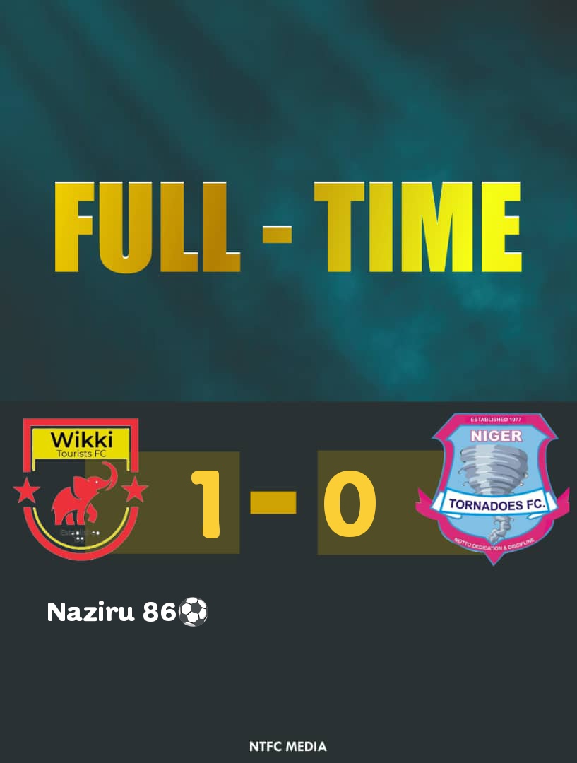 NigerTornadoes's tweet image. FT:

A defeat on the road.

Wikki Tourists 🔴1-0⚪ Niger Tornadoes

#NPFL26 || #WIKTOR || #MD12