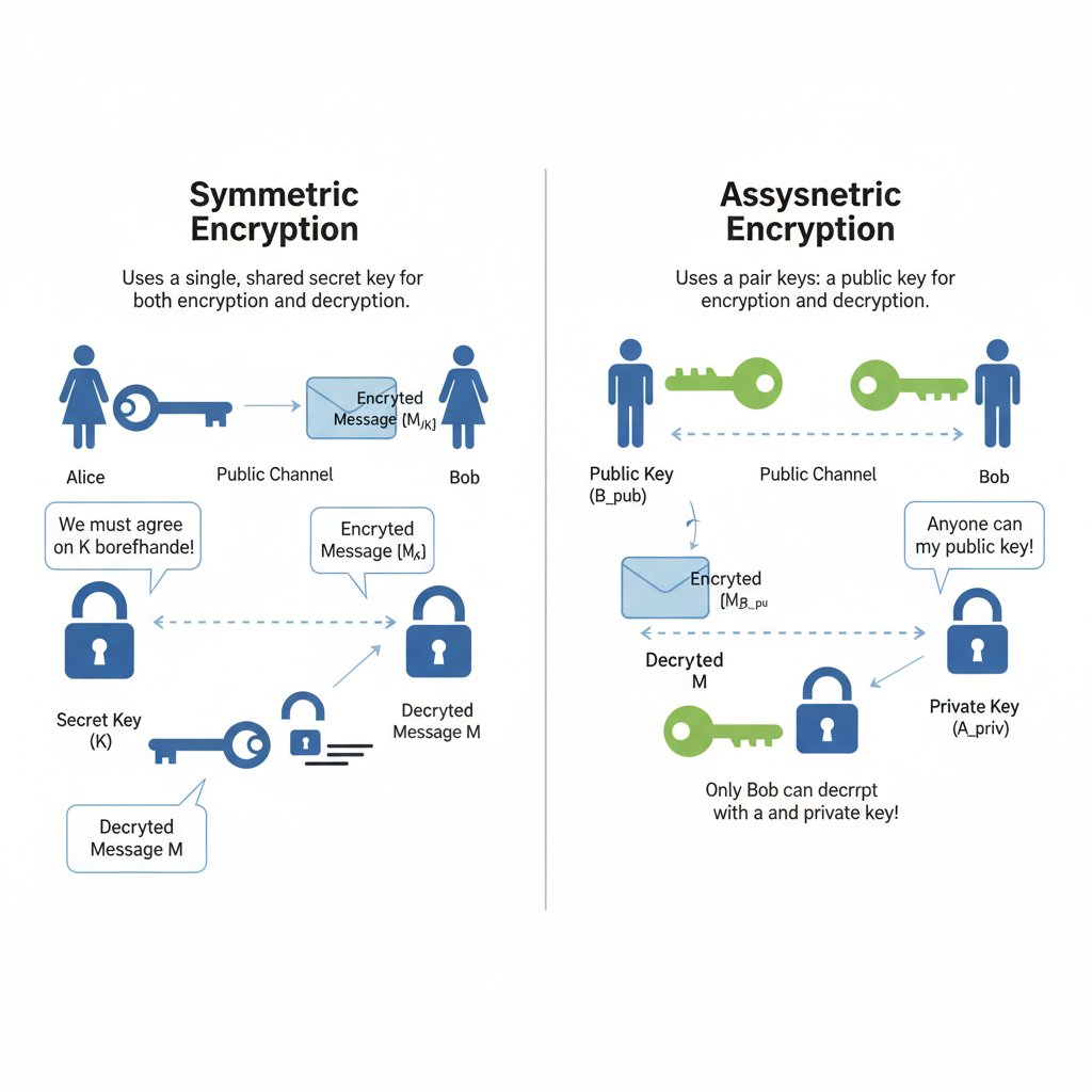 ma113_tp's tweet image. Cryptography basics: Symmetric (AES) vs Asymmetric (RSA). Symmetric is fast for bulk encryption, asymmetric enables secure key exchange. #HTTPS uses both: #asymmetric for handshake, #symmetric for session.

#Cryptography #encryption #TLS