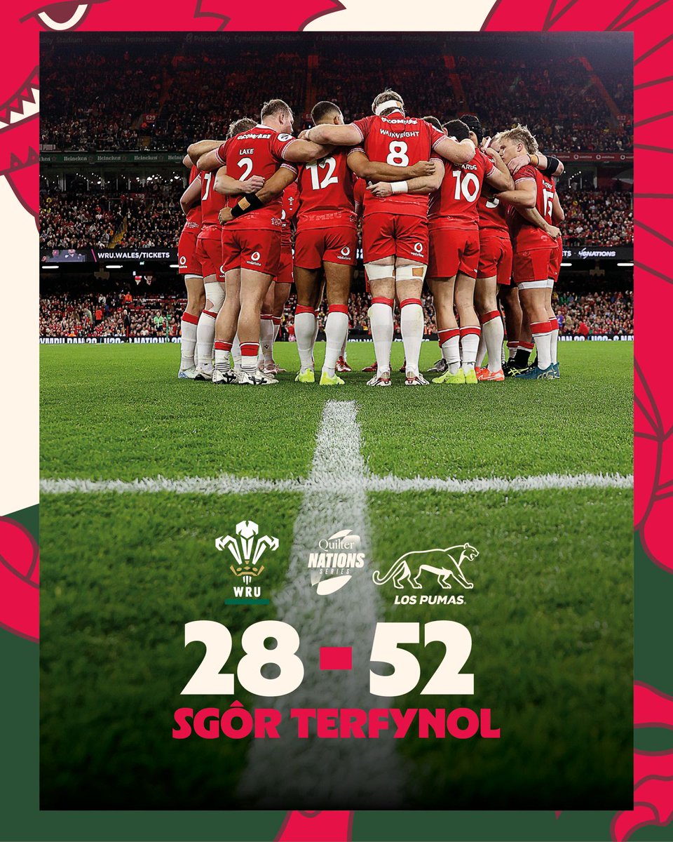 🚨 𝙎𝙜ô𝙧 𝙏𝙚𝙧𝙛𝙮𝙣𝙤𝙡 | 🏴󠁧󠁢󠁷󠁬󠁳󠁿28-52🇦🇷

#CymruAmByth | #WALvARG